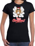 Shoppartners Bv T-shirt de Noël / T-shirt de Noël avec chat hamsterant Merry Christmas noir pour femmes XS