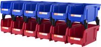 VEVOR Set Van 12 Zichtbare Opbergdozen, Stapeldozen, Opbergdozen, Blauw/Rood