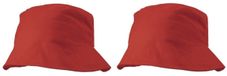 Shoppartners 2x stuks vissershoedjes/zonnehoedjes rood voor volwassenen - Zomerhoeden