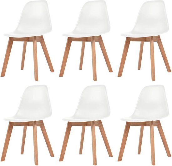 vidaXL Eetkamerstoelen 6 stuks kunststof wit