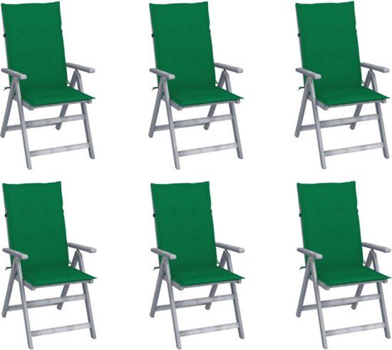 vidaXL Tuinstoelen 6 st verstelbaar met kussens massief acaciahout