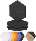 Markenlos Famanu - 12 pack hexagon akoestische panelen hoge dichtheid geluiddempende wandpanelen zwart 30x26x1cm