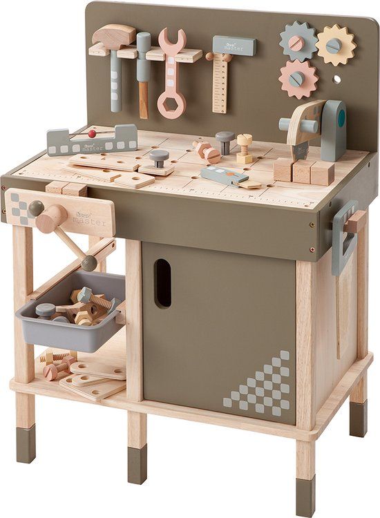 Howa Houten Speelgoed Werkbank - 38 x 59 cm - Met 47 Accessoires