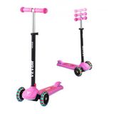 VEVOR Scooter (3 wielen) voor kinderen vanaf 3 jaar, stadsscooter voor kinderen met lichtgevende wielen, in hoogte verstelbaar stuur, antislip platform en lichtgewicht aluminium frame, step voor kinderen tot 75 kg, roze