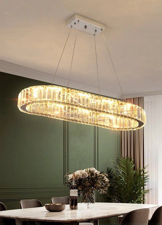 Crystal LED Chandelier - Chrome - Oval - D70cm - Warm White