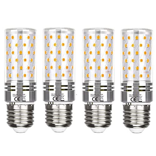 A0gled LED-lampen E27, 3000 K, Edison-schroef, E27, 1200 lm, 12 W, komt overeen met een halogeenlamp, 100 W, LED-lamp E27, voor bureaulamp, niet dimbaar, AC100 - 240 V, stralingshoek 360 °, 4 stuks