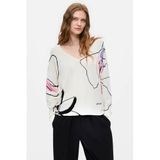 Desigual viscose trui met print - wit