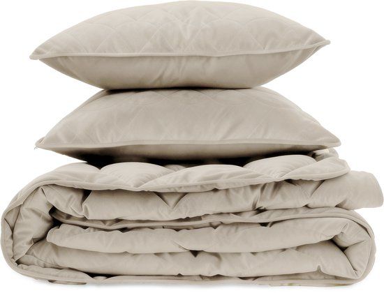 Sleeptime 2 in 1 Velvet Dekbed zonder Overtrek - 140 x 200 - Taupe/Grijs