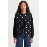 JJXX GIRL rechtvallend teddy gilet met stippen - zwart