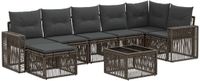 vidaXL Tuinbank - Set - 7 zitplekken - Grijs en Donkergrijs - Polyrattan