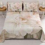 PETTI Artigiani Italiani Sprei voor Frans bed, 220 x 260 cm, 100 g/m², omkeerbaar, licht dekbed, bloemenpatroon 40, 100% Made in Italy