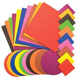 Grote verpakking met rubber bekleed papier, vierkanten en cirkels voor het knutselen van kaarten, collages en decoraties (300 stuks)