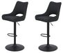 Bol Set de 2 tabourets de bar, revêtus de tissu tissé, anthracite, réglables en hauteur, pivotants
