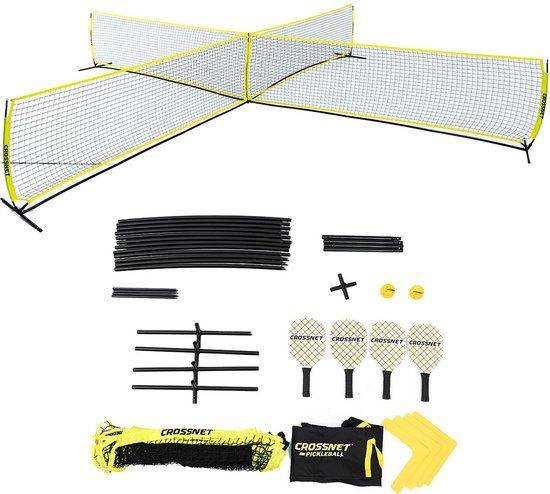 Crossnet Pickleball Set - Yellow - Outdoor Game for Adults & Kids