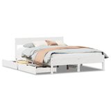 vidaXL Bedframe Massief Grenenhout Wit 150x200 cm