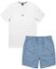 Hugo Boss heren BOSS pyjamaset kort check logo blauw & wit