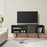 en.casa Tv meubel Vare 160x40x66 cm zwart en walnootkleurig