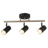 Opviq Elegante metalen kroonluchter, zwart en antiek gelakt, 22 cm hoog, 3 x GU10 max. 7 W lampen inbegrepen, stijlvolle verlichting voor moderne ruimtes, IP20