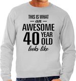 Bellatio Decorations Awesome 40 year - geweldige 40 jaar cadeau sweater grijs heren - Verjaardag cadeau trui XXL