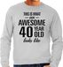 Bellatio Decorations Awesome 40 year - geweldige 40 jaar cadeau sweater grijs heren - Verjaardag cadeau trui XXL