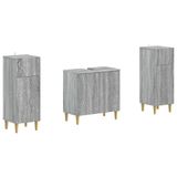 vidaXL - 3-delig - badkamerkast - set - DELFT - Grijs - Sonoma - Bewerkt - hout