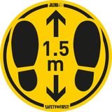 Jalema Vloersticker voetstappen Voor Gladde Vloeren | Houd afstand | Geel-Zwart | Ø350mm | set van 2 stuks