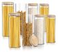 Arendo voorraadpotten, set van 8, 2,2 liter, van borosilicaatglas, rond, met bamboe deksel