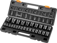 VEVOR Slagmoersleuteldoppenset 1/2 Inch, 26-Delige Slagdoppen, 6-Punts Doppen, Robuuste Constructie, Cr-M0, 1/2 Inch Doppenset, 10-36 Mm