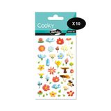 MY MANDARINE CY109Cpack - 3D Stickers Cooky - PAK MET 10 vellen 12x8 cm - 450 stickers - FIJNE BLOEMETJES
