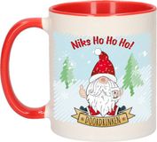 Bellatio Decorations Kerst cadeau koffiemok - kerstman - rood - 300 ml - keramiek