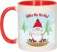 Bellatio Decorations Kerst cadeau koffiemok - kerstman - rood - 300 ml - keramiek
