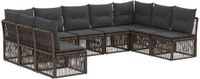 vidaXL Tuinbank - Set - 9 zitplekken - Grijs - Polyrattan