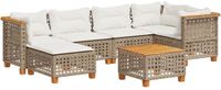 vidaXL 7-delige Loungeset met kussens, polyrattan, beige