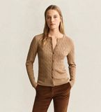 Gant beige tricoté en câble cardigan