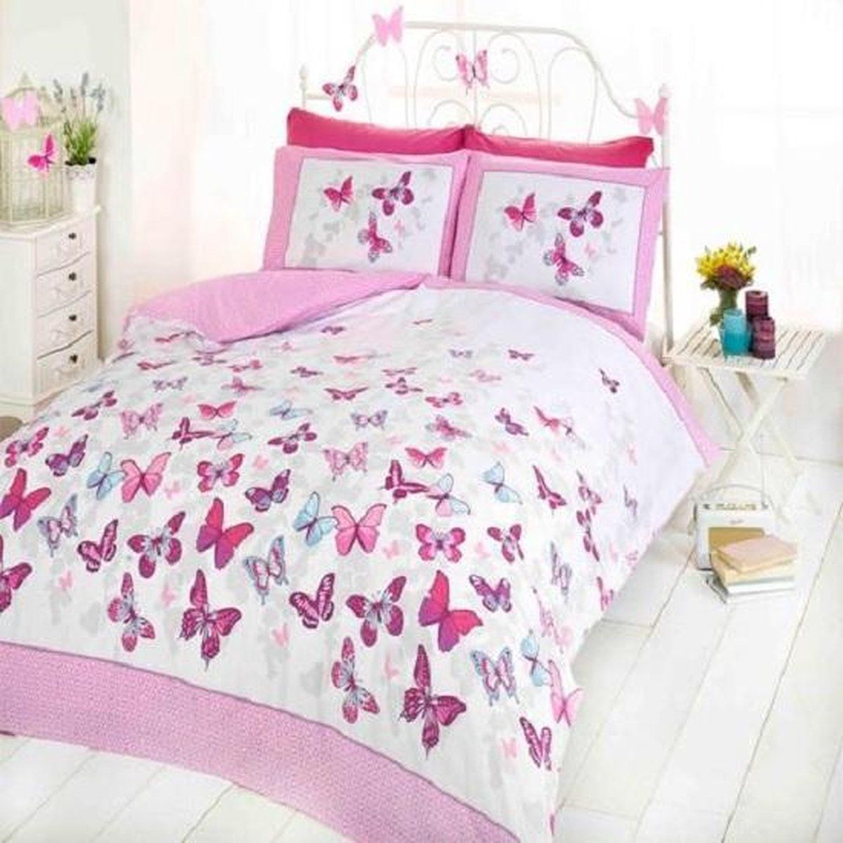 Rapport Home Dekbedovertrek Vlinders roze - 140x200/220 cm