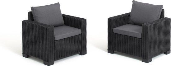 Allibert California Tuinstoel - 2 stuks - Grafiet | Loungestoel | Antraciet