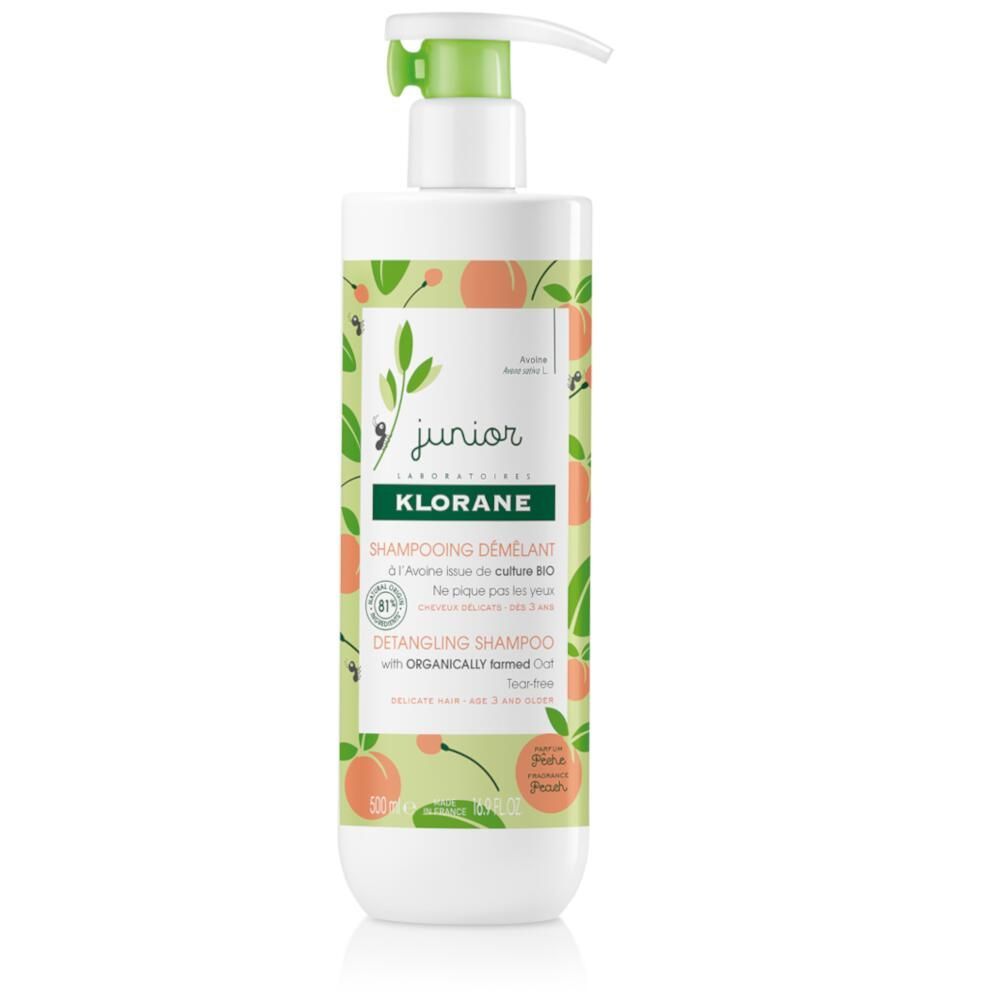 Klorane Junior Detangling Shampoo with Organically Farmed Oat - Peach - 500ml
