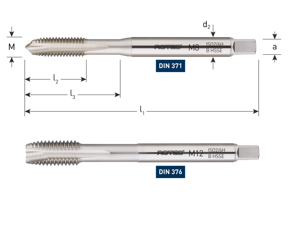 Rotec HSS-E Machinetap | Doorlopend | DIN 376 | M12 - 321.1200BE