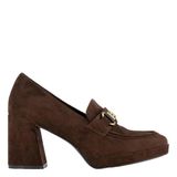 Graceland suède pumps met blokhak - bruin