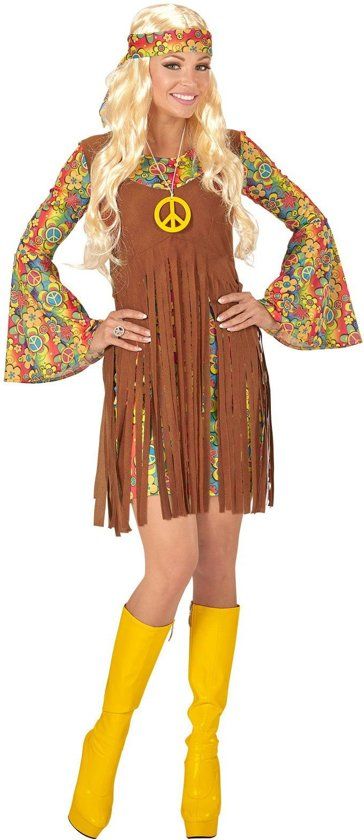 Widmann Hippie Kostuum Hippie Meisje Davy Vrouw XL Carnaval kostuum Verkleedkleding
