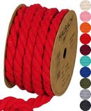 Halbach Seidenbänder gerecycled katoenen koord, breedte: 10 mm/lengte 4 meter, duurzaam katoengaren voor macramé, natuurlijk koord om te knutselen, kleur: rood