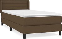 vidaXL Boxspring met matras stof donkerbruin 90x200 cm