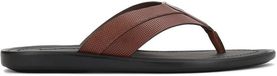 Kazar Brown Leather Men's Flip Flops with Perforated Upper