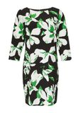 comma - Midi-jurk met all-over print - Zwart - Maat 44