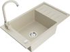 Mexen Elias évier en granit 1 bac avec égouttoir et robinet de cuisine Telma, beige