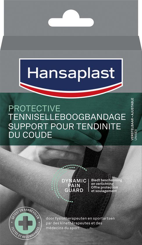 Hansaplast Protective Sport Tenniselleboog Bandage - Tennisarm Brace - Verstelbaar - Zwart