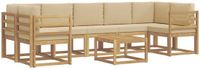 vidaXL Hoek loungeset wit en beige acacia hout 4 zitplaatsen