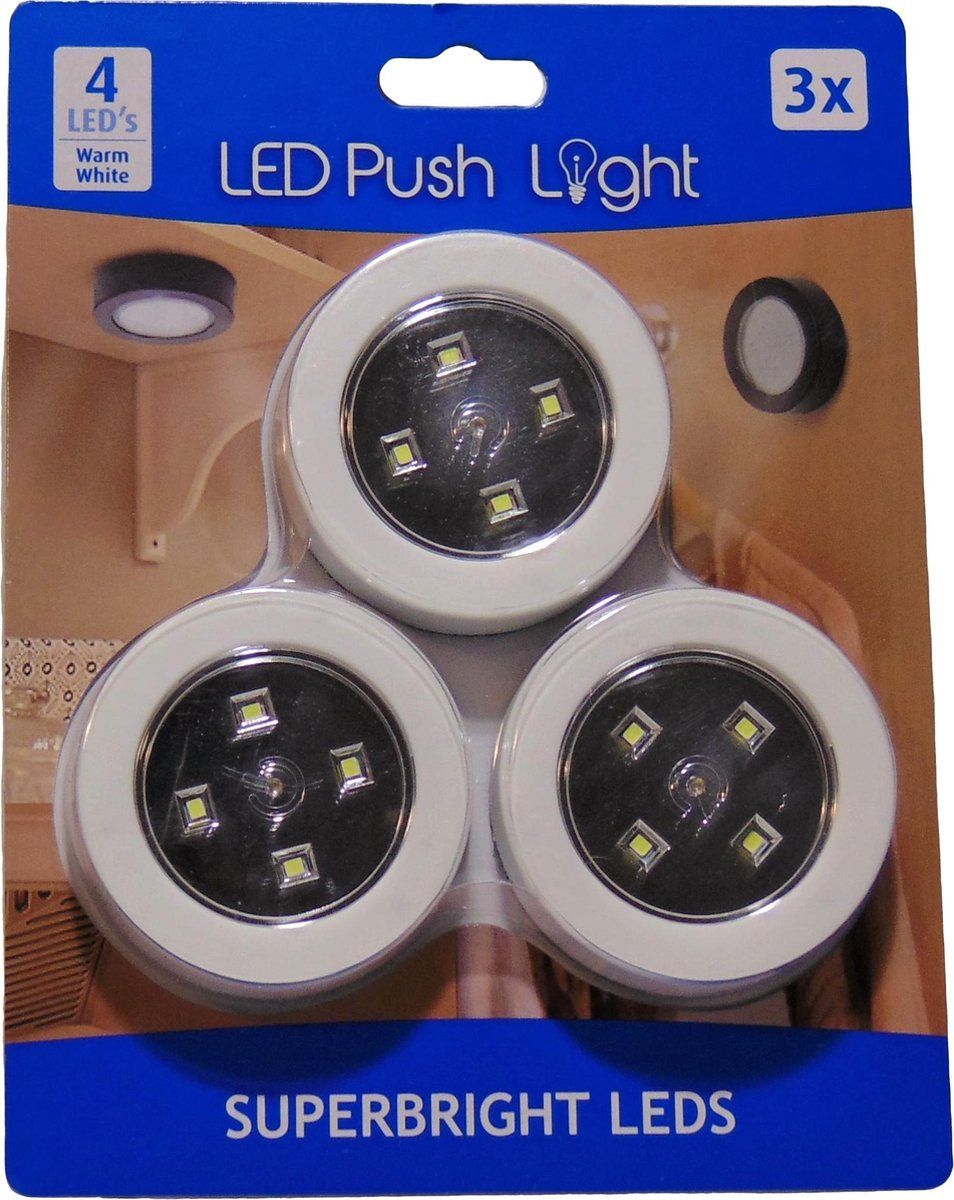 Out of the Box LED push light set 3 stuks - Wit