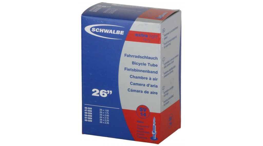 Schwalbe SV14 Xlight - Binnenband Fiets - Frans Ventiel - 40 mm - 26 x 150 - 235 - zwart