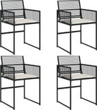 vidaXL Tuinstoelen 4 stuks met kussens poly rattan zwart